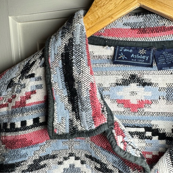 VTG Jane Ashley Tapestry Jacket Blazer Womens Sz L Southwestern Aztec Tribal Y2K - Picture 8 of 8